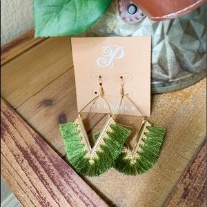 Green Fringe classy chic earrings!
